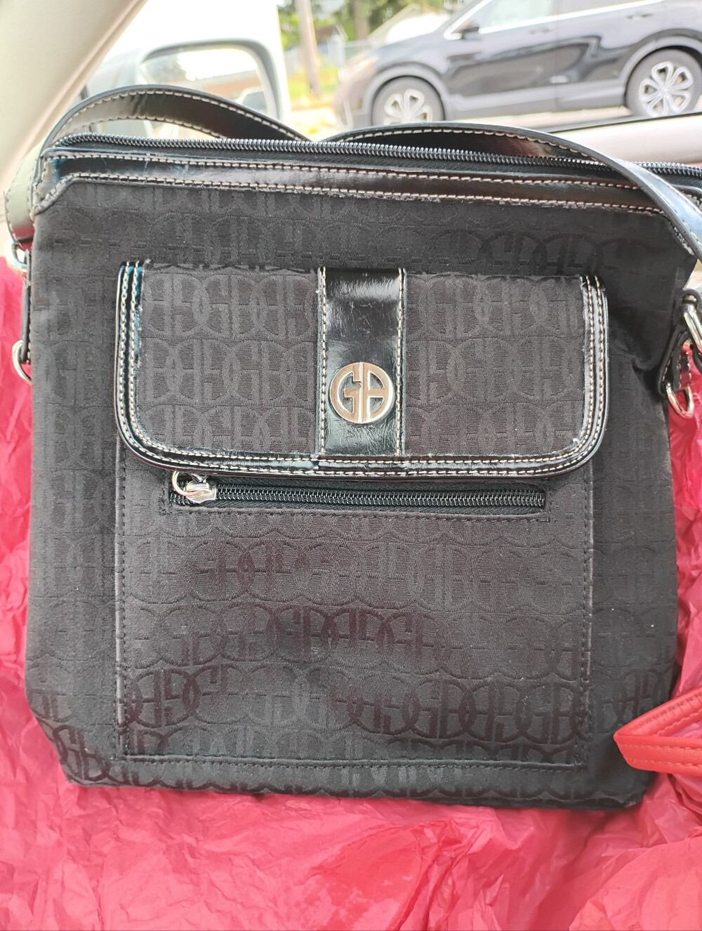 Gianni Bini Black Monogram Front-Pocket Briefcase